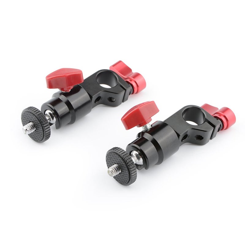CAMVATE 15mm Rod Clamp & Ball Head Mount Adapter with 1/4"-20 Thread to Attach DIY Accessories(Red, 2 Pieses) - 1783 - Image 1